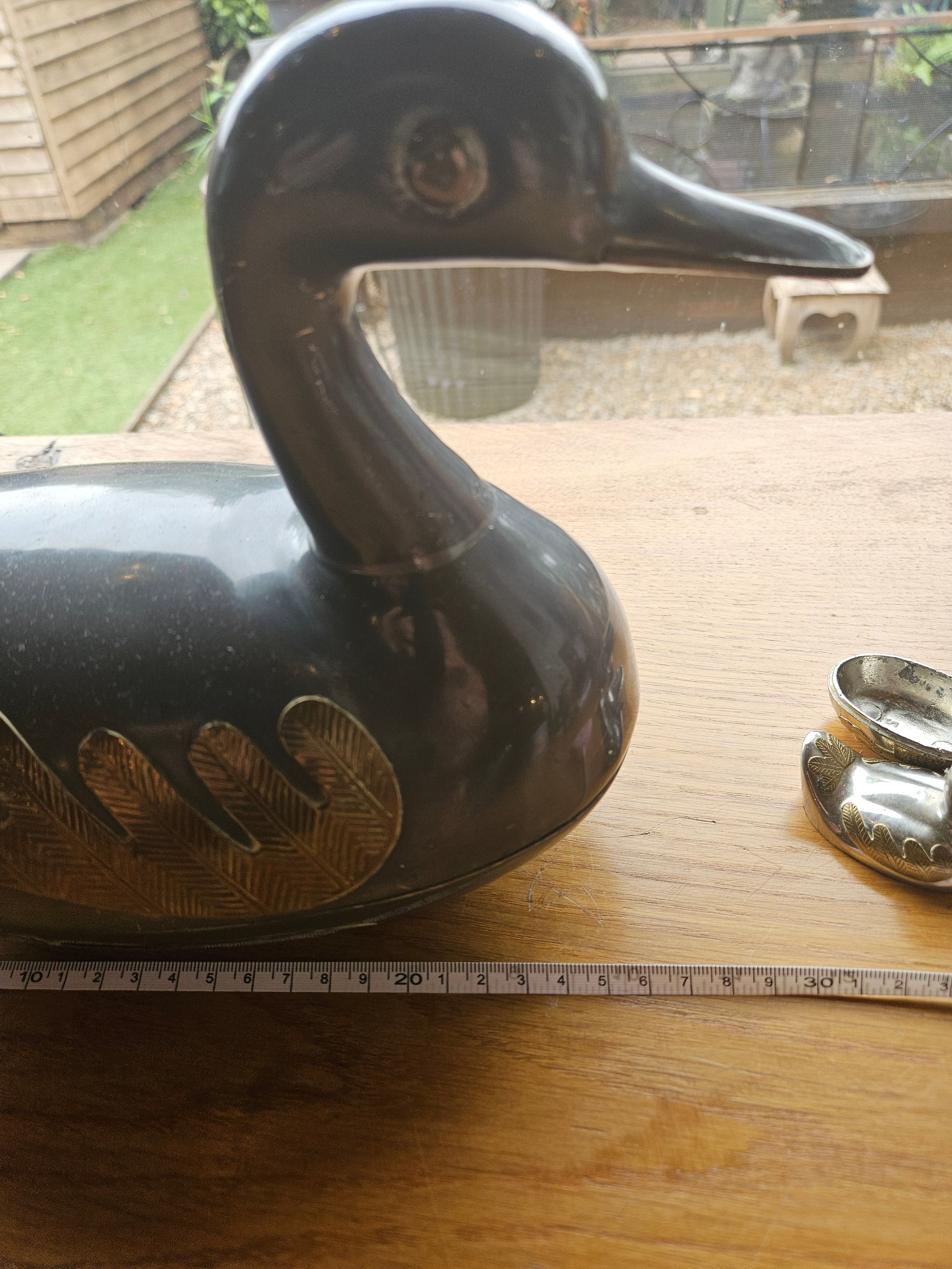 Vintage Heavy Metal Duck Trinket Boxes - Set Of 4 - Brass Detail - Graduated Family