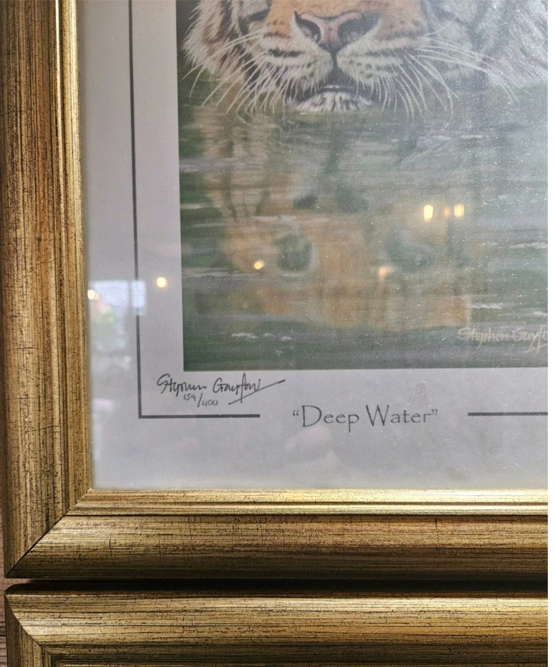 Pair Stephen Gayford Limited Edition Signed Wildlife Prints Tiger & Elephant Framed