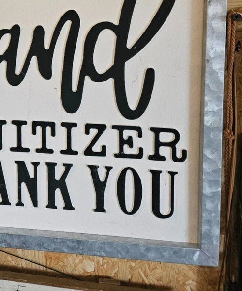 Large Metal “Please Use Hand Sanitizer Thank You” Wall Sign – Rustic Industrial Style