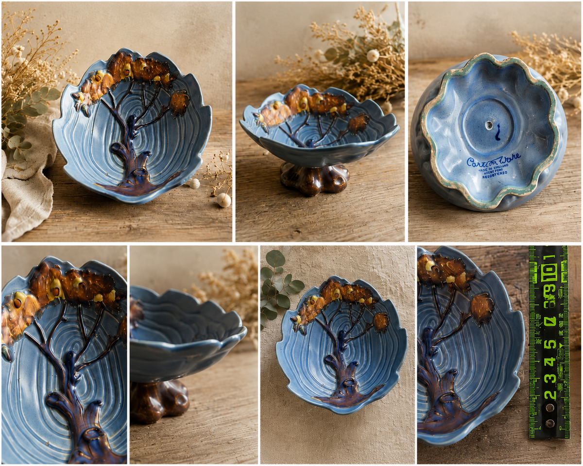 Vintage Carlton Ware Footed Bowl – Raised Tree Design – Made in England