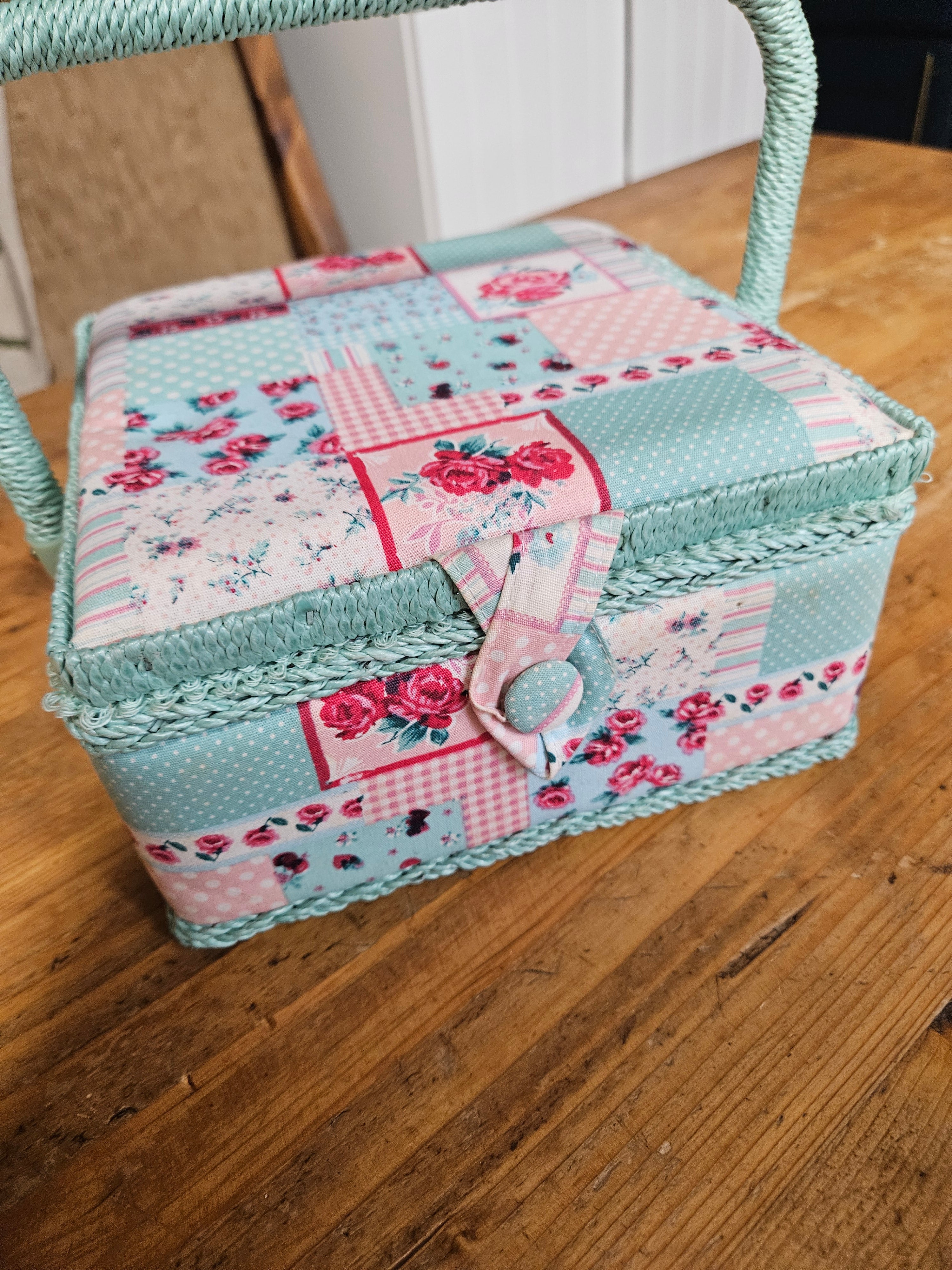 Floral Sewing Box with Handle – Shabby Chic Craft Storage