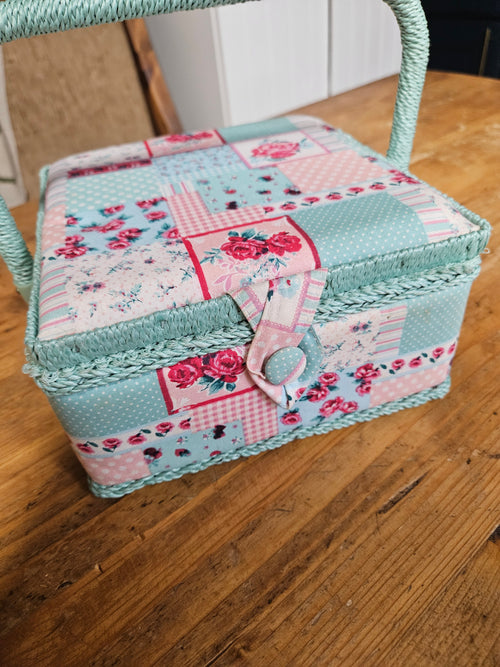 Floral Sewing Box with Handle – Shabby Chic Craft Storage
