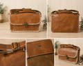 Tan Brown Faux Leather Vintage Style Satchel Crossbody Handbag – Never Used