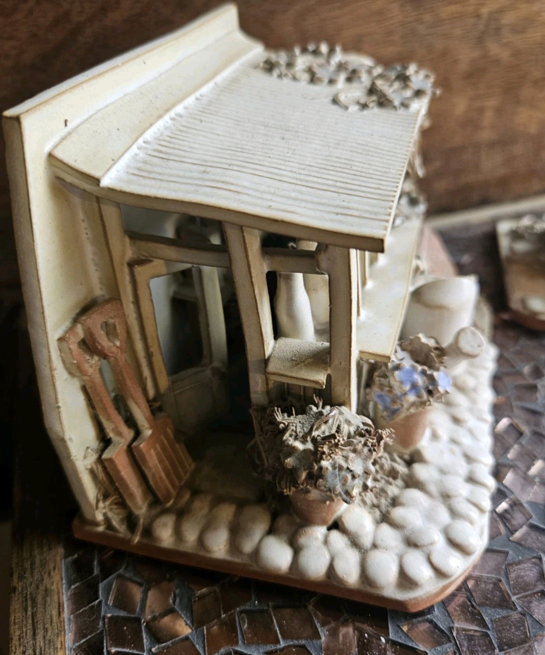 Vintage Handmade Rosemary Jones Miniature Garden Potting Shed & Water Pump Pair