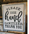 Large Metal “Please Use Hand Sanitizer Thank You” Wall Sign – Rustic Industrial Style