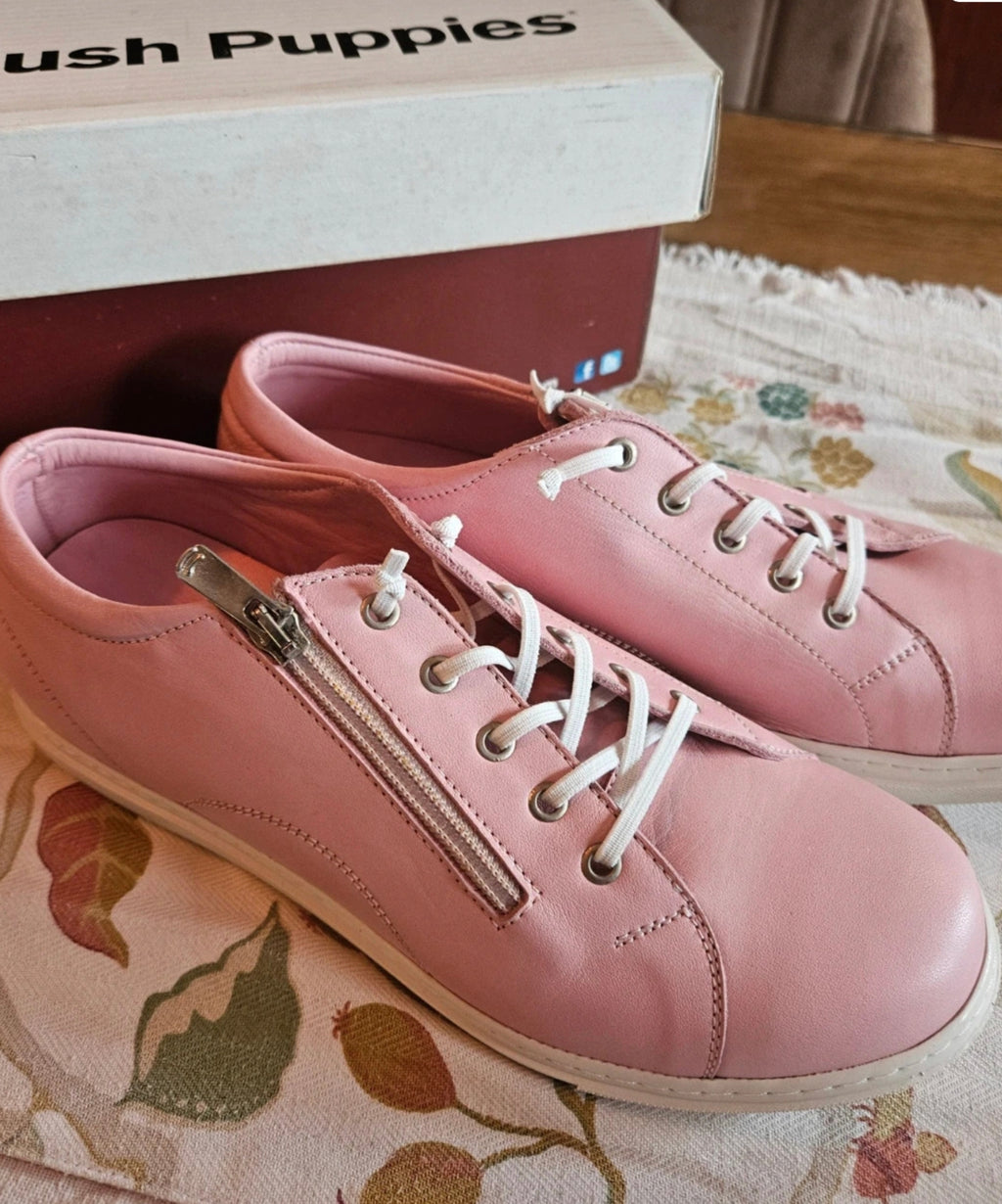 Hush Puppies Pink Leather Trainers Shoes UK Size 6 – Never Worn