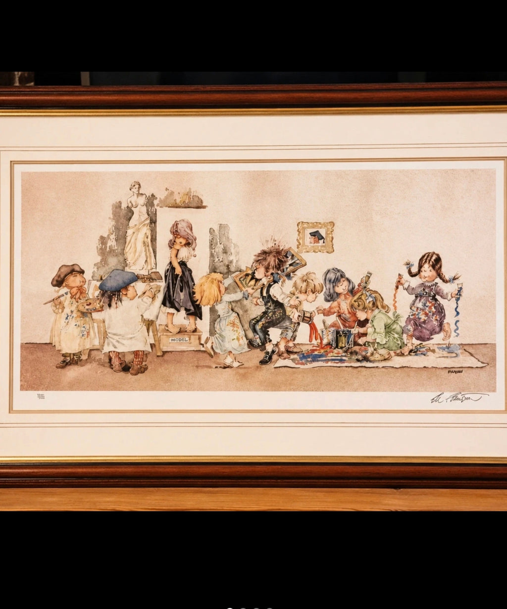 Vintage Ed Sturgeon “Art School” Signed Limited Edition Print 244/850 Framed