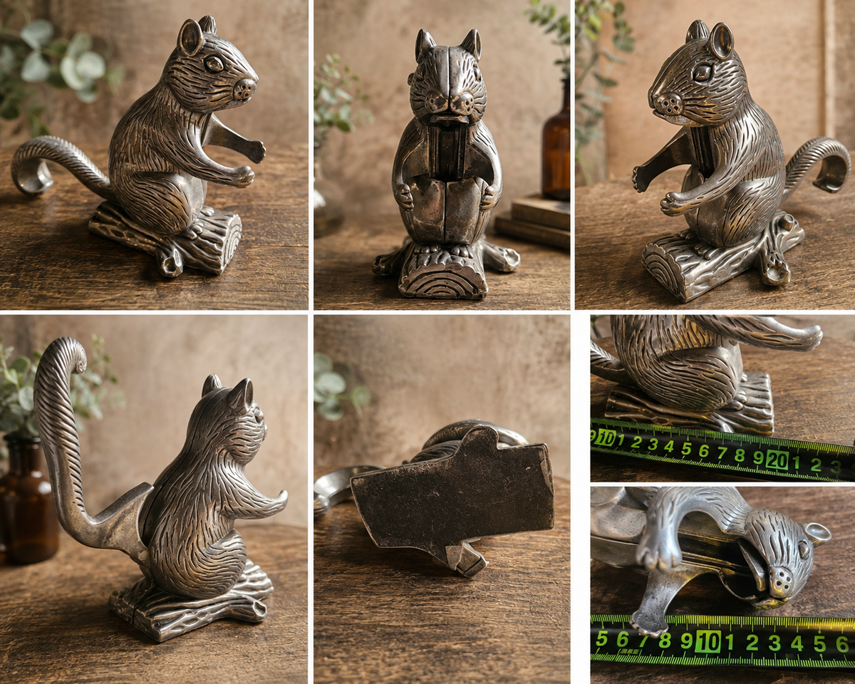Vintage Heavy Metal Squirrel Nutcracker – Decorative Kitchen Collectable